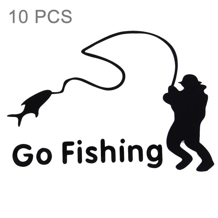 10 PCS Go Fishing Styling Reflective Car Sticker, Size: 14cm x 9.5cm(Black) - Decorative Sticker by buy2fix | Online Shopping UK | buy2fix