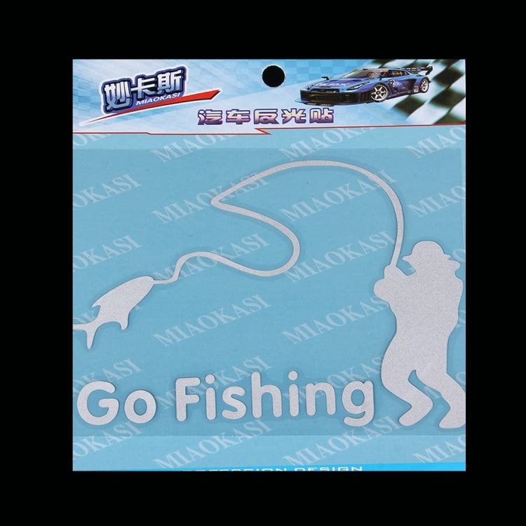 10 PCS Go Fishing Styling Reflective Car Sticker, Size: 14cm x 9.5cm(Silver) by buy2fix