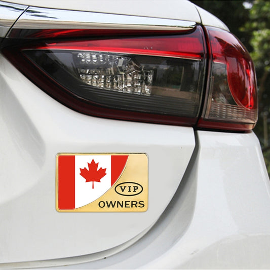 Universal Car Canada Flag Rectangle Shape VIP Metal Decorative Sticker (Gold) by buy2fix