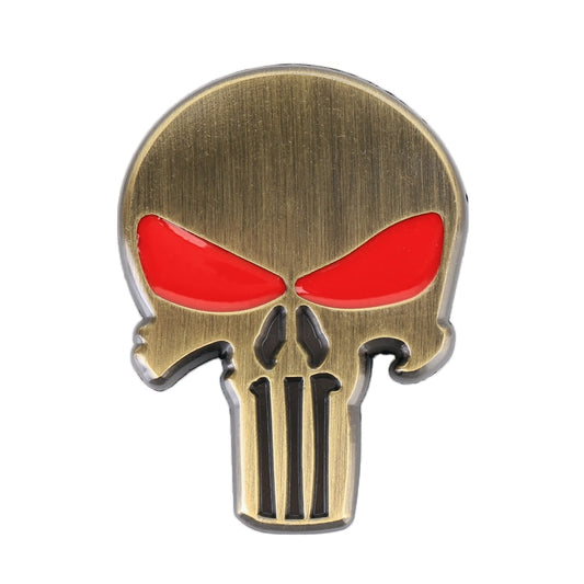 Gold Skull with Red Eyes Metal Car Sticker by buy2fix