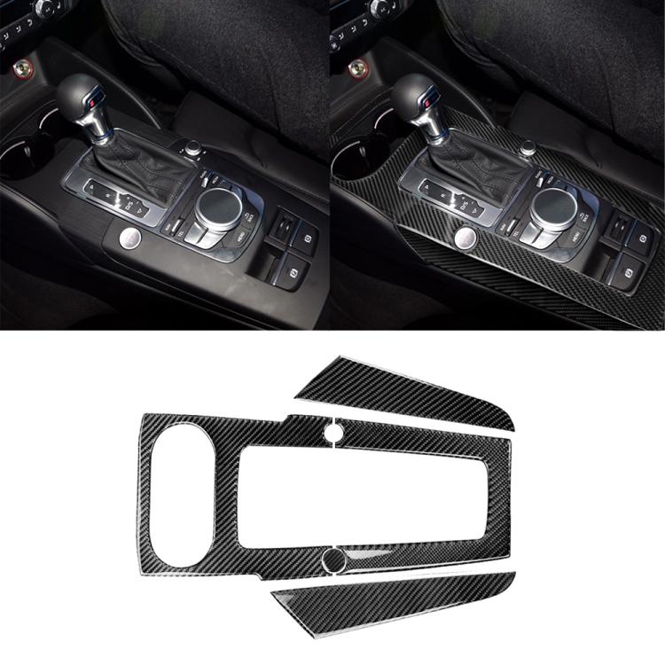 3 PCS Car Carbon Fiber Gear Panel Decorative Sticker for Audi A3 2014-2018, Left Driving by buy2fix