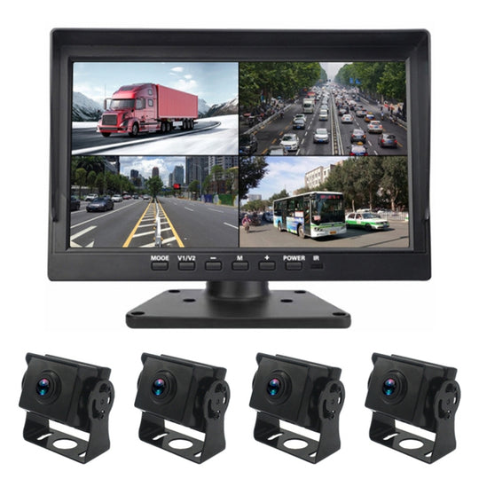 PZ614-4AHD IP67 120 Degree Car AHD 1080P 2 Megapixels 10 inch 4-Way Rearview Mirror Monitor, Night Vision Full Color, with Video Function
