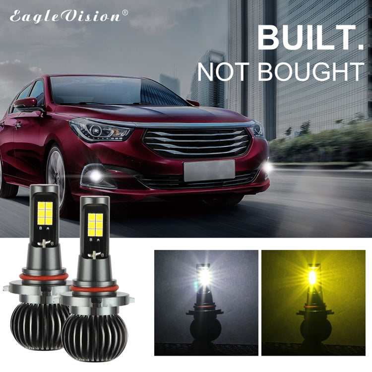 2 PCS EV15 9005 / 9006 DC9-32V / 6W / IP67 Car LED Double Color Fog Light, Cold White Light + Amber Light - Fog / Driving Lights by buy2fix | Online Shopping UK | buy2fix