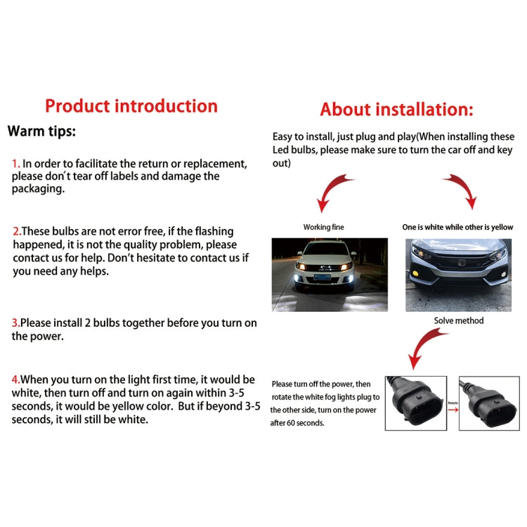 2 PCS EV15 H8 / H11 DC9-32V / 6W / IP67 Car LED Double Color Fog Light, Cold White Light + Amber Light - Fog / Driving Lights by buy2fix | Online Shopping UK | buy2fix