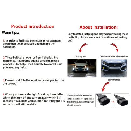 2 PCS EV15 H8 / H11 DC9-32V / 6W / IP67 Car LED Double Color Fog Light, Cold White Light + Amber Light - Fog / Driving Lights by buy2fix | Online Shopping UK | buy2fix