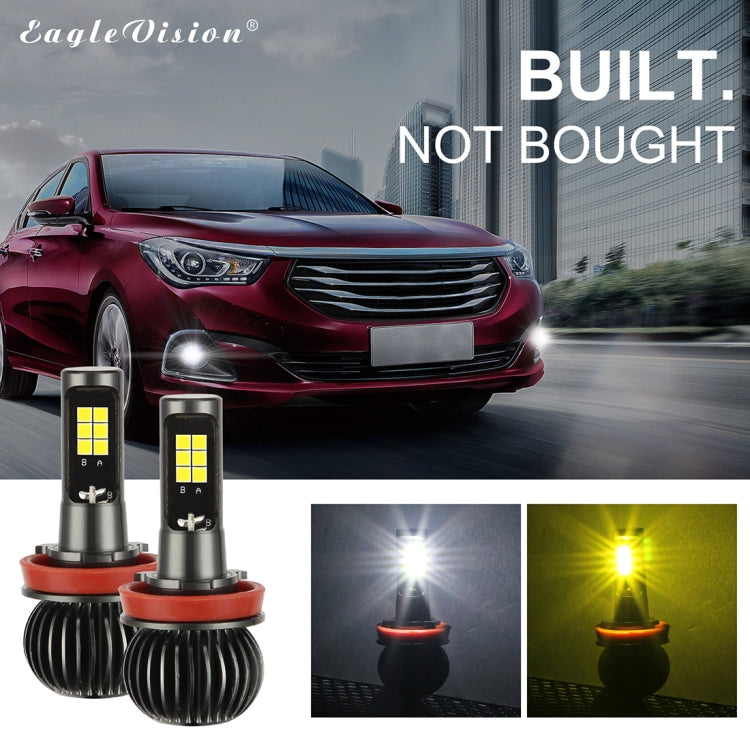 2 PCS EV15 H8 / H11 DC9-32V / 6W / IP67 Car LED Double Color Fog Light, Cold White Light + Amber Light - Fog / Driving Lights by buy2fix | Online Shopping UK | buy2fix