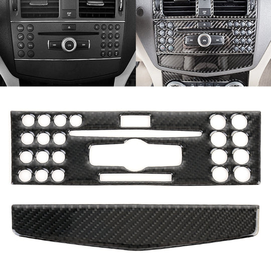 2 PCS Car CD Adjustment Frame Carbon Fiber Decorative Sticker for Mercedes-Benz W204 2007-2010