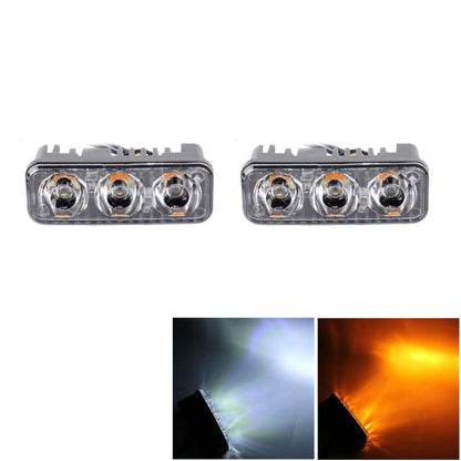 2 PCS DC 12V 6W 400 LM 6000K Tri Circular Car DRL&Turn Light(White Light + Yellow Light), Cable Length: 50cm by buy2fix