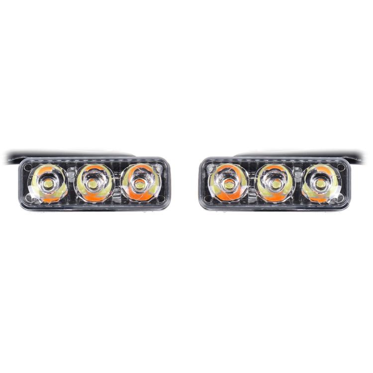 2 PCS DC 12V 6W 400 LM 6000K Tri Circular Car DRL&Turn Light(White Light + Yellow Light), Cable Length: 50cm by buy2fix