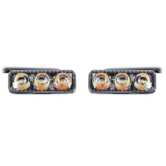2 PCS DC 12V 6W 400 LM 6000K Tri Circular Car DRL&Turn Light(White Light + Yellow Light), Cable Length: 50cm by buy2fix