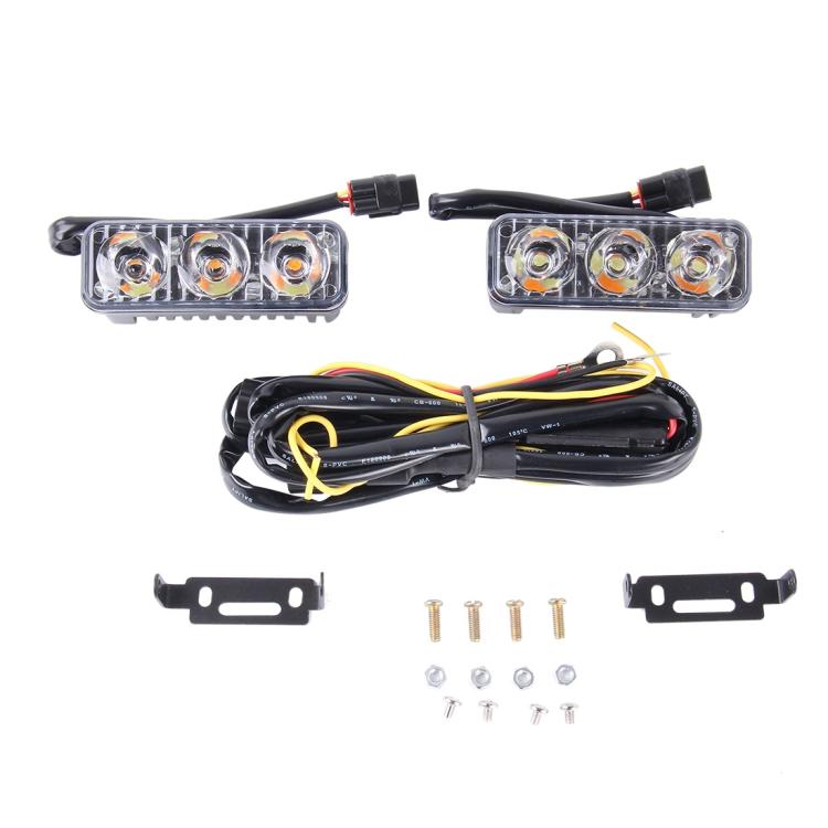 2 PCS DC 12V 6W 400 LM 6000K Tri Circular Car DRL&Turn Light(White Light + Yellow Light), Cable Length: 50cm by buy2fix