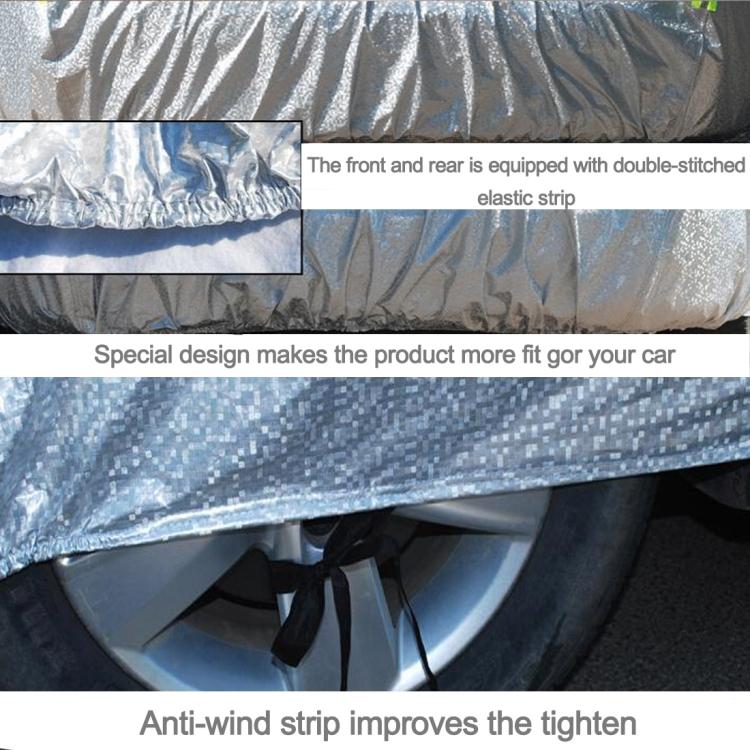 Aluminum Film PEVA Cotton Wool Anti-Dust Waterproof Sunproof Anti-frozen Anti-scratch Heat Dissipation SUV Car Cover with Warning Strips, Fits Cars up to 4.7m(183 inch) in Length by buy2fix