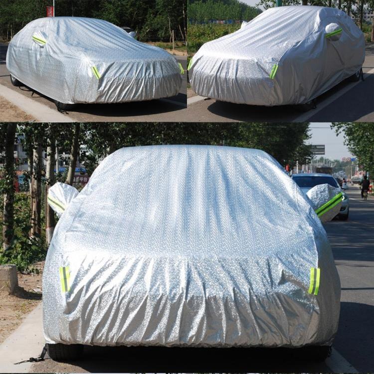 Aluminum Film PEVA Cotton Wool Anti-Dust Waterproof Sunproof Anti-frozen Anti-scratch Heat Dissipation SUV Car Cover with Warning Strips, Fits Cars up to 4.7m(183 inch) in Length by buy2fix