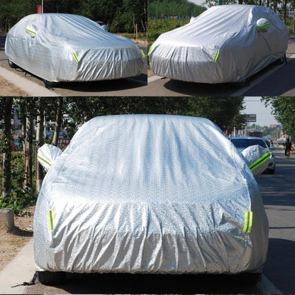 Aluminum Film PEVA Cotton Wool Anti-Dust Waterproof Sunproof Anti-frozen Anti-scratch Heat Dissipation SUV Car Cover with Warning Strips, Fits Cars up to 4.8m(187 inch) in Length by buy2fix