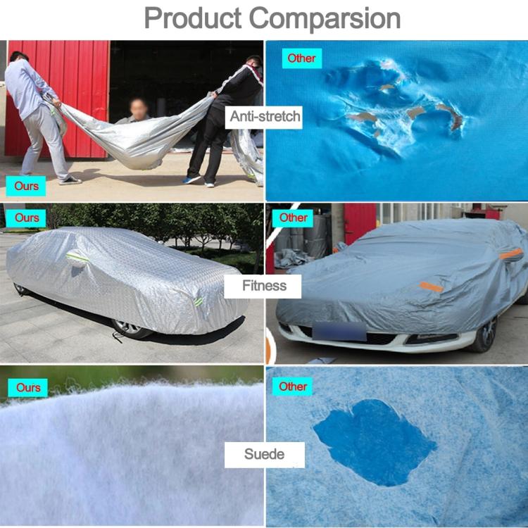 Aluminum Film PEVA Cotton Wool Anti-Dust Waterproof Sunproof Anti-frozen Anti-scratch Heat Dissipation SUV Car Cover with Warning Strips, Fits Cars up 5.1m(199 inch) in Length by buy2fix