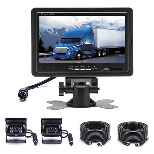 F0505 7 inch HD Car Dual Camera Rearview Mirror Monitor, with 2 x 10m Cable by buy2fix