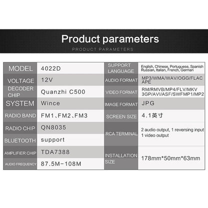 SWM-4022D HD 4.1 inch 12V Universal Car Radio Receiver MP5 Player, Support FM & Bluetooth & TF Card with Remote Control by buy2fix