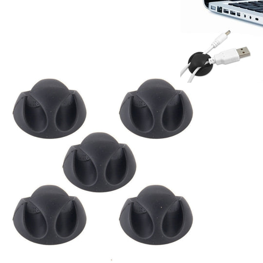 5 PCS Double Hole Cable Clips, Cable Management System and Cord Organizer Solution(Black)
