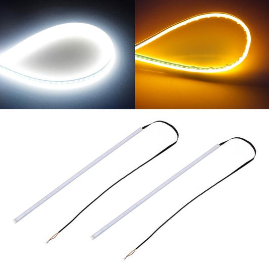 2 PCS 60cm DC12V 7.5W Ultra-thin Waterproof Car Auto Double Colors Turn Lights / Running Lights SMD-2835 LED Bulbs (Turn Lights: Yellow Light; Running Lights: White Light) by buy2fix