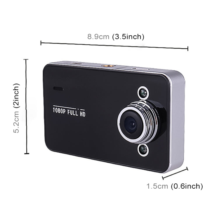 K6000 2.3 inch 90 Degrees Wide Angle Full HD 720P Video Car DVR, Support TF Card (32GB Max) / Motion Detection, with 2 Night Vision Fill Lights by buy2fix