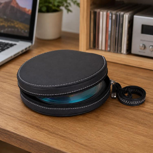 20 CD Disc Storage Case Leather Bag Heavy Duty CD/ DVD Wallet for Car, Home, Office and Travel(Black)