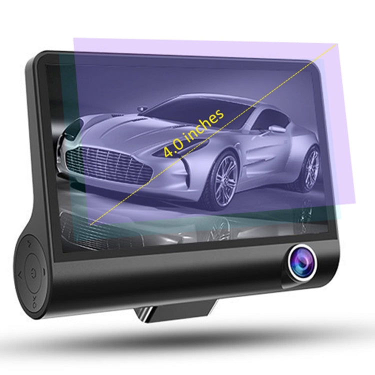 4.0 inch IPS Screen 5.0 Mega Pixels 170 Degrees Wide Angle Full HD 1080P 3 Channels Video Car DVR, Support Night Vision Fill Light / Reversing Visual / TF Card(32GB Max) / G-sensor / Motion Detection by buy2fix
