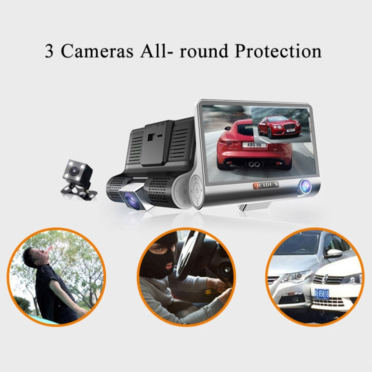 4.0 inch IPS Screen 5.0 Mega Pixels 170 Degrees Wide Angle Full HD 1080P 3 Channels Video Car DVR, Support Night Vision Fill Light / Reversing Visual / TF Card(32GB Max) / G-sensor / Motion Detection by buy2fix