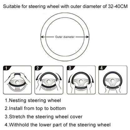 Crocodile Texture Universal Rubber Car Steering Wheel Cover For 34-48cm Wheel (Black) by buy2fix