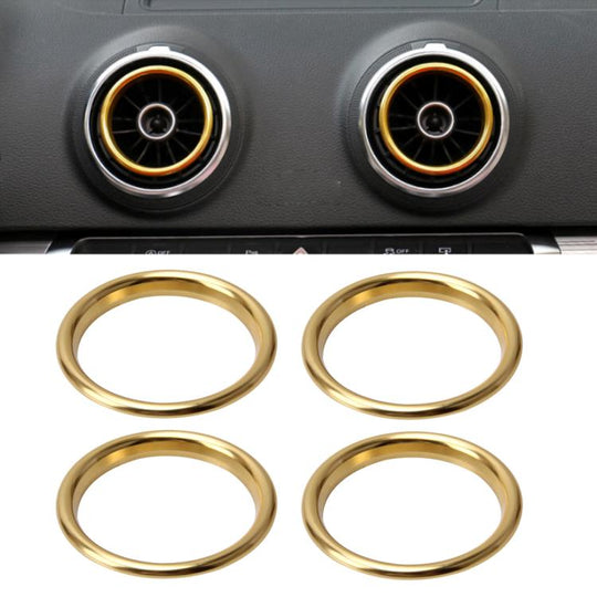 4 PCS Car Outlet Decorative Rings Aluminum Alloy Air Outlet Chrome Trim Ring Car Dashboard  Air Vents Cover Sticker Decoration for Audi A3(Gold)