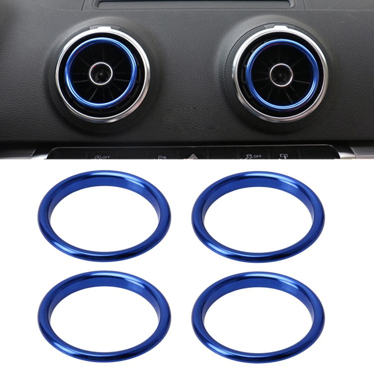 4 PCS Car Outlet Decorative Rings Aluminum Alloy Air Outlet Chrome Trim Ring Car Dashboard Air Vents Cover Sticker Decoration for Audi A3(Blue) by buy2fix
