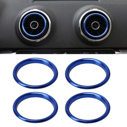 4 PCS Car Outlet Decorative Rings Aluminum Alloy Air Outlet Chrome Trim Ring Car Dashboard Air Vents Cover Sticker Decoration for Audi A3(Blue) by buy2fix
