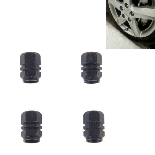 4PCS SA Metal Plated Hexagon Shape Universal Tire Valve Stem Cap(Black) by buy2fix