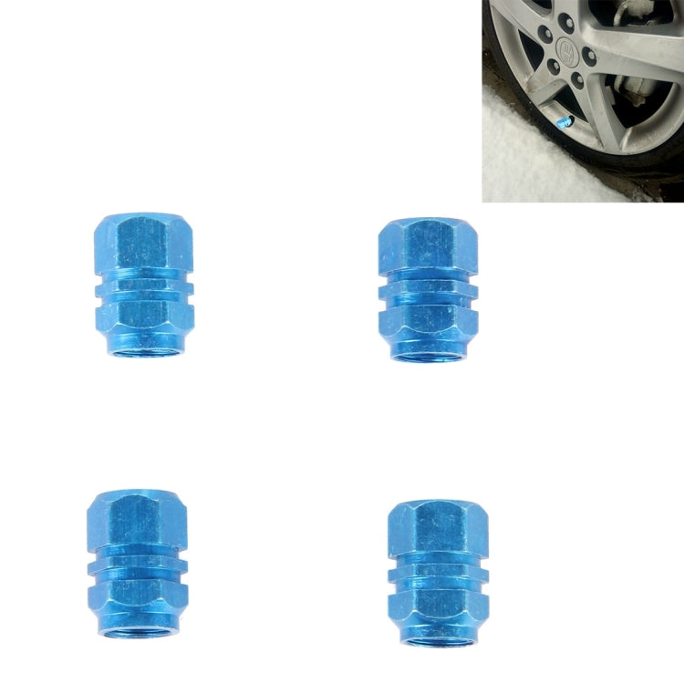 4PCS SA Metal Plated Hexagon Shape Universal Tire Valve Stem Cap(Blue) by buy2fix