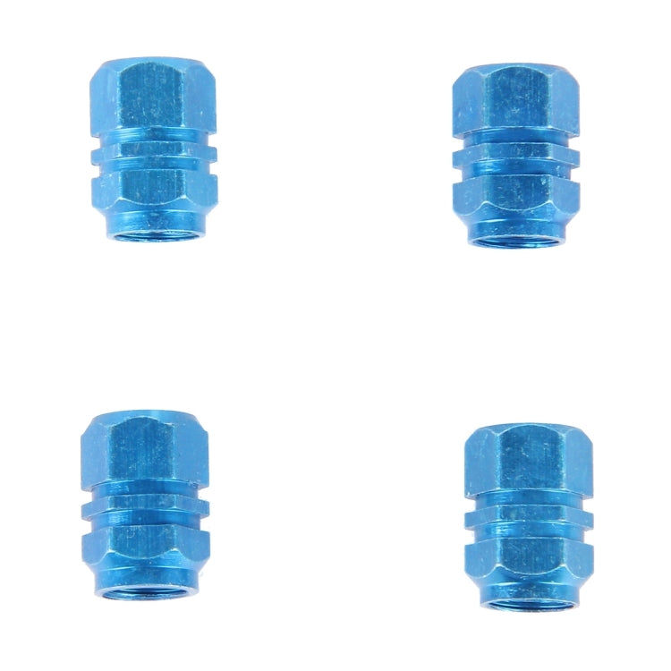 4PCS SA Metal Plated Hexagon Shape Universal Tire Valve Stem Cap(Blue) by buy2fix