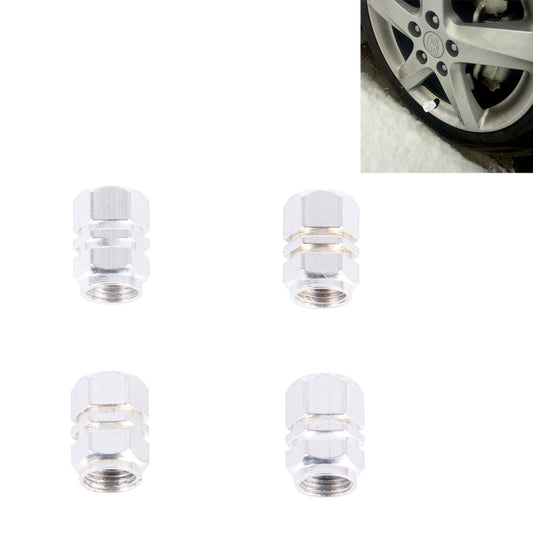 4PCS SA Metal Plated Hexagon Shape Universal Tire Valve Stem Cap(Silver) by buy2fix