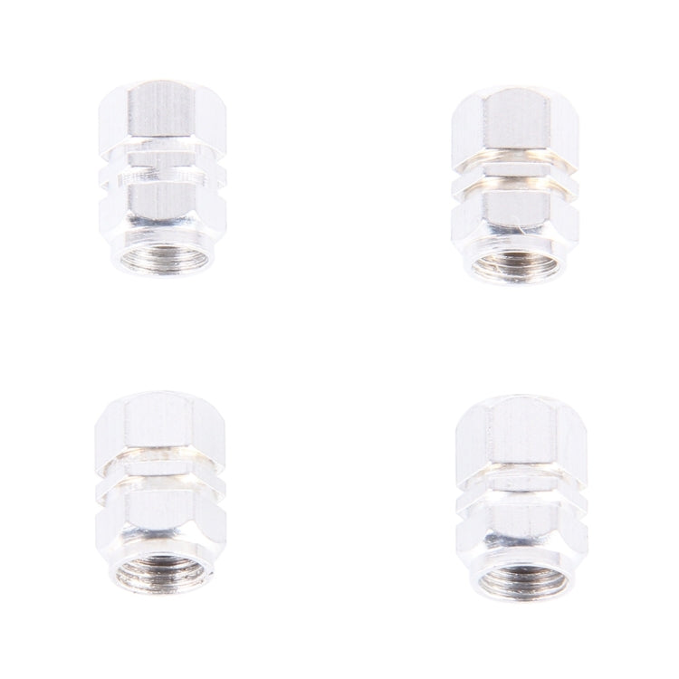 4PCS SA Metal Plated Hexagon Shape Universal Tire Valve Stem Cap(Silver) by buy2fix
