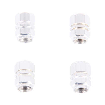 4PCS SA Metal Plated Hexagon Shape Universal Tire Valve Stem Cap(Silver) by buy2fix