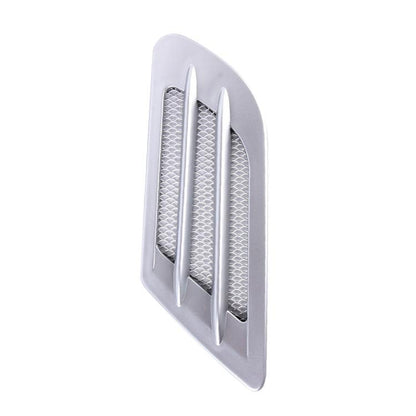 2PCS Euro Style Metal Decorative Air Flow Intake Turbo Bonnet Hood Side Vent Grille Cover With Self-adhesive Sticker(Grey) by buy2fix
