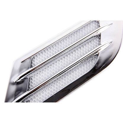 2PCS Euro Style Metal Decorative Air Flow Intake Turbo Bonnet Hood Side Vent Grille Cover With Self-adhesive Sticker(Silver) by buy2fix