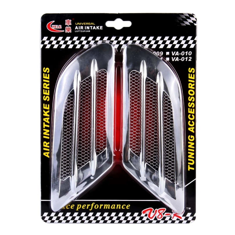 2PCS Euro Style Metal Decorative Air Flow Intake Turbo Bonnet Hood Side Vent Grille Cover With Self-adhesive Sticker(Silver) by buy2fix