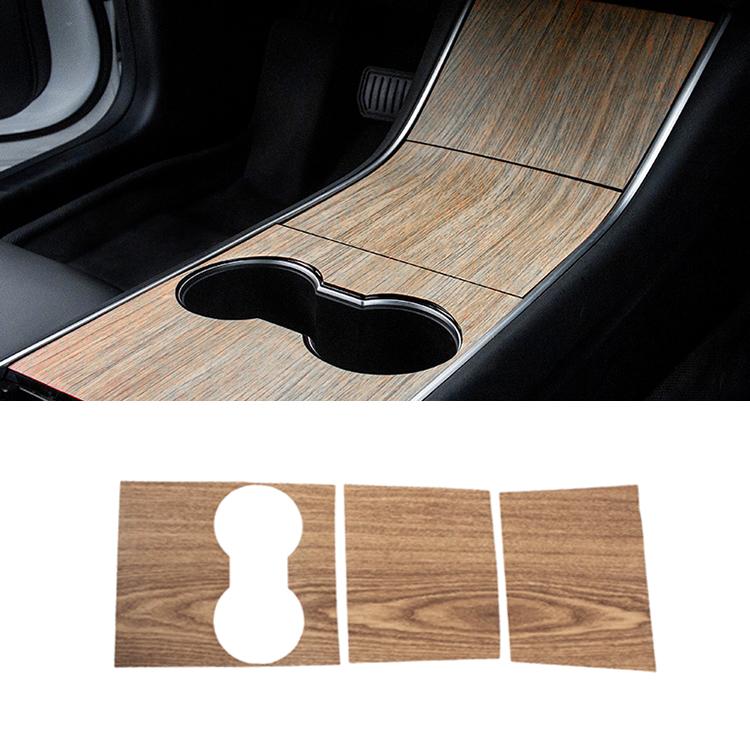 Car Central Control Panel Film Scratch-proof PVC Decorative Sticker for Tesla Model 3 before 2021(Wood) by buy2fix