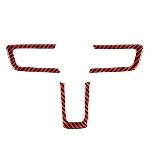 3 in 1 Car Carbon Fiber Steering Wheel Button Decorative Sticker for Ford Mustang 2015-2020 by buy2fix