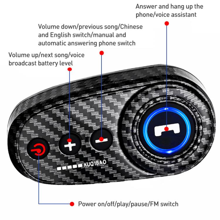 K10 Motorcycle Bluetooth Helmet Headset, Carbon Fiber Hard Pole Microphone - Helmets by buy2fix | Online Shopping UK | buy2fix