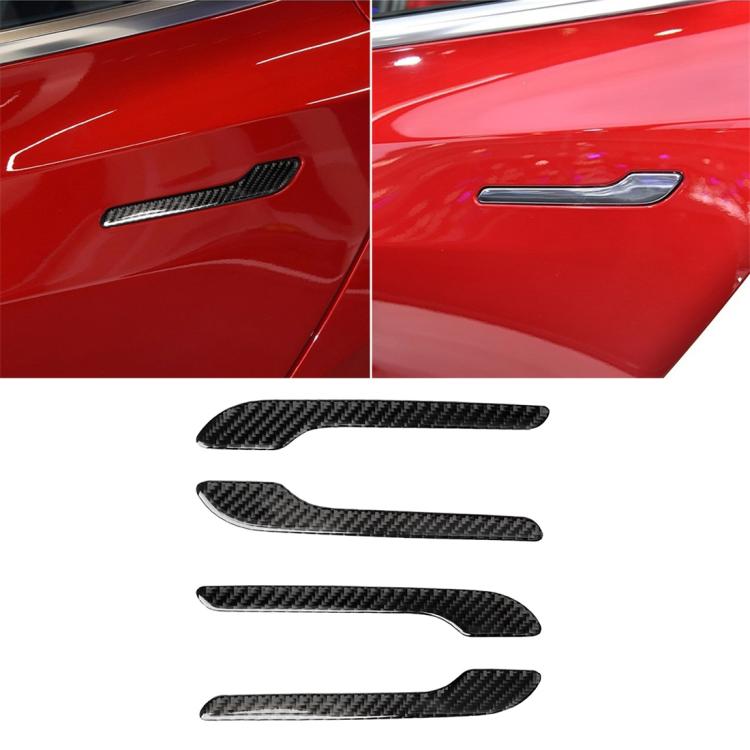 4 PCS Carbon Fiber Car Outside Handle Decorative Sticker for Tesla Model 3 by buy2fix