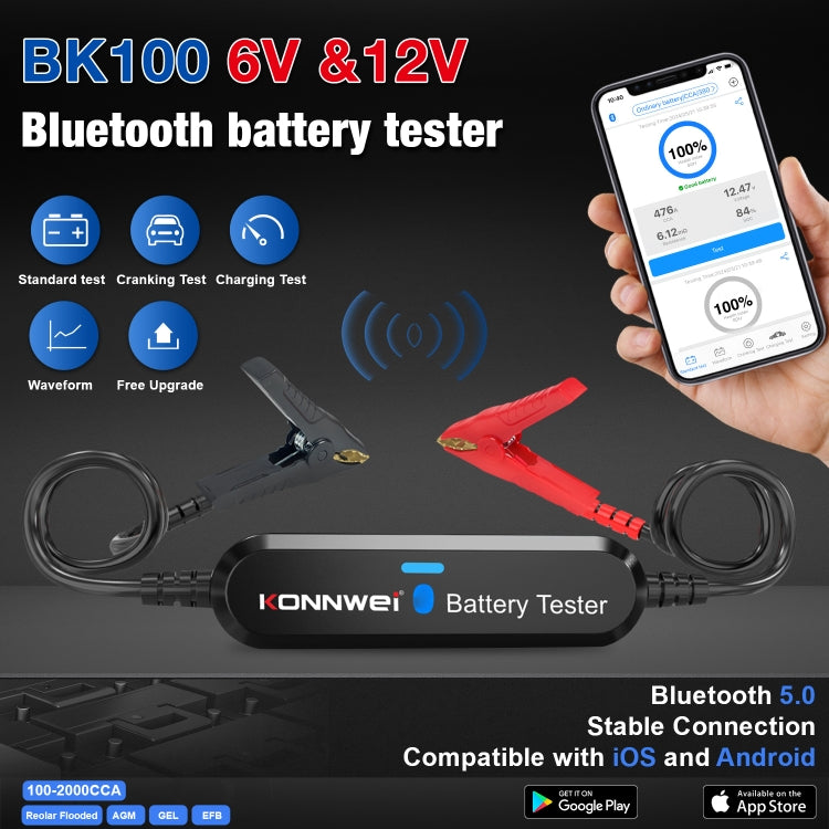 KONNWEI BK100 X431 BST360 Car Bluetooth Battery Tester (Black) - Electronic Test by KONNWEI | Online Shopping UK | buy2fix