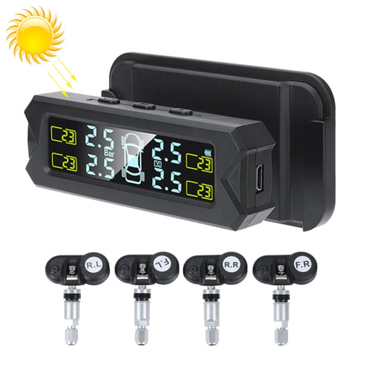 Car High Precision Solar Charging Tire Pressure Monitoring System TPMS, Built-in Beep Sensor by buy2fix