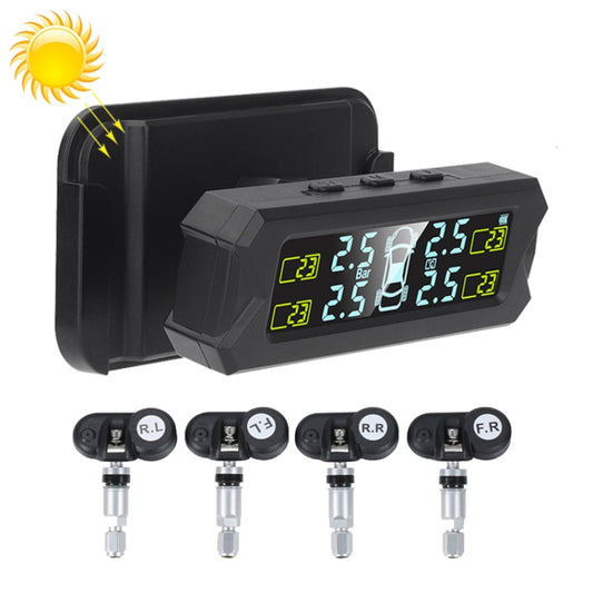 Car High Precision Solar Charging Tire Pressure Monitoring System TPMS, Built-in Voice Sensor by buy2fix