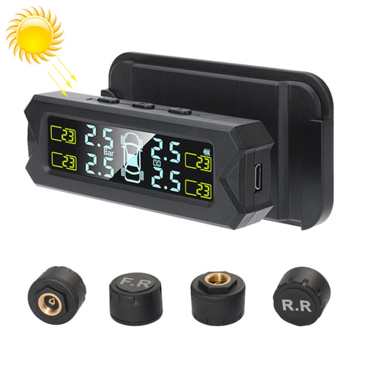 Car High Precision Solar Charging Tire Pressure Monitoring System TPMS, External Beep Sensor by buy2fix