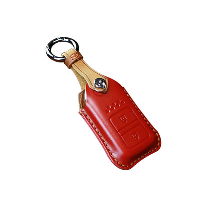 For Honda Car Cowhide Leather Key Protective Cover Key Case, Two Keys Version (Red) by buy2fix