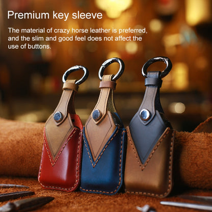 For Honda Car Cowhide Leather Key Protective Cover Key Case, Two Keys Version (Red) by buy2fix